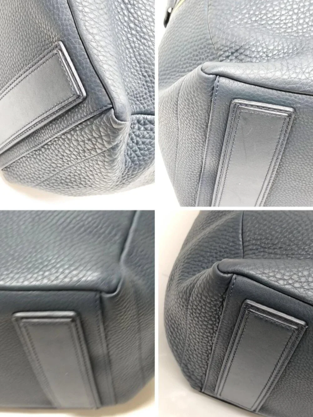 Authentic Celine Navy Blue Pebbled Leather Padlock Top Handle Doctor Satchel Bag